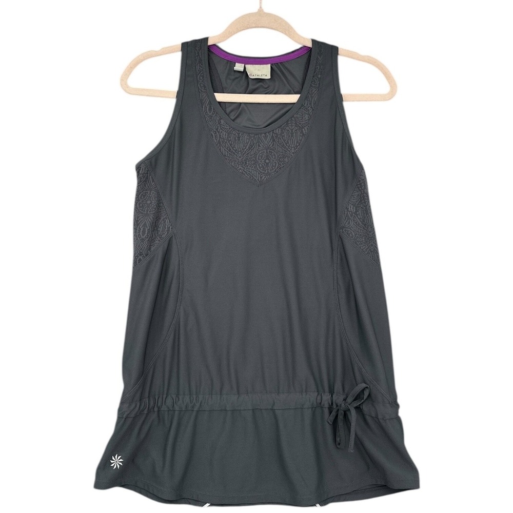 Athleta Gray Drawstring Waist Athletic Tank Top Women S Polyester Spandex 426908